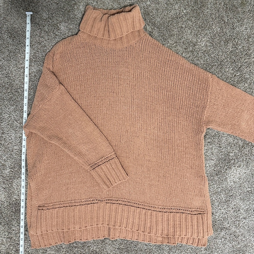 Aerie oversized Cozy Tan Turtleneck Sweater